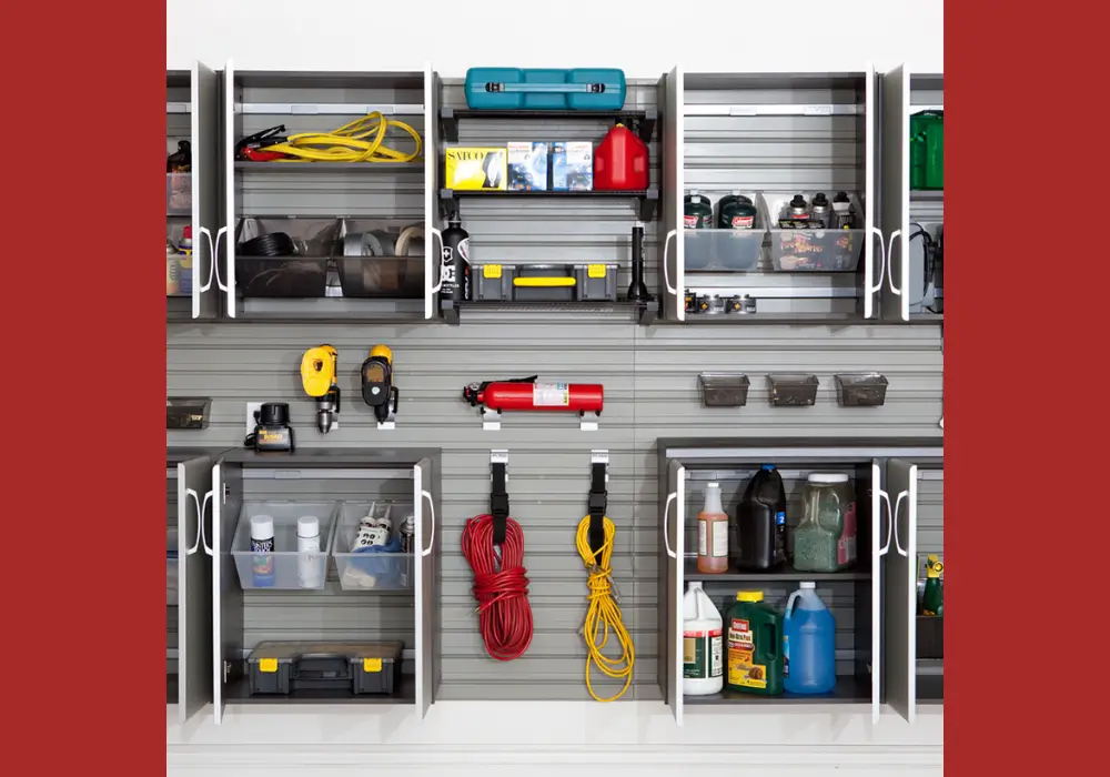 Garage with Custom Storage Solutions