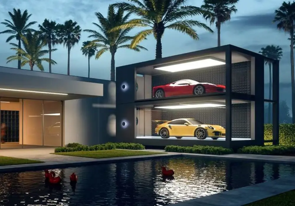 Garage with Vehicle Display Area