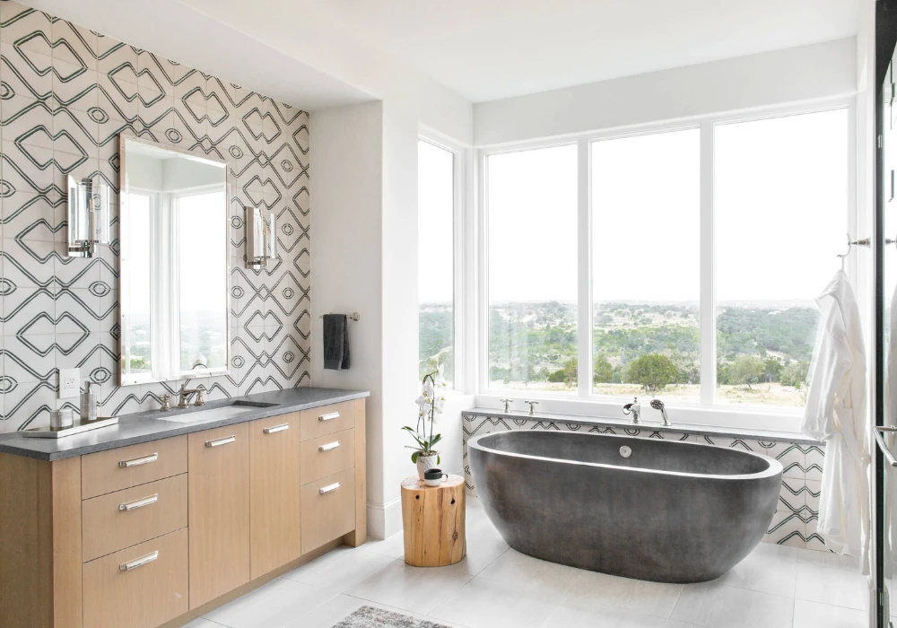 Geometric Pattern Tiles for Modern Summer Bathroom Style