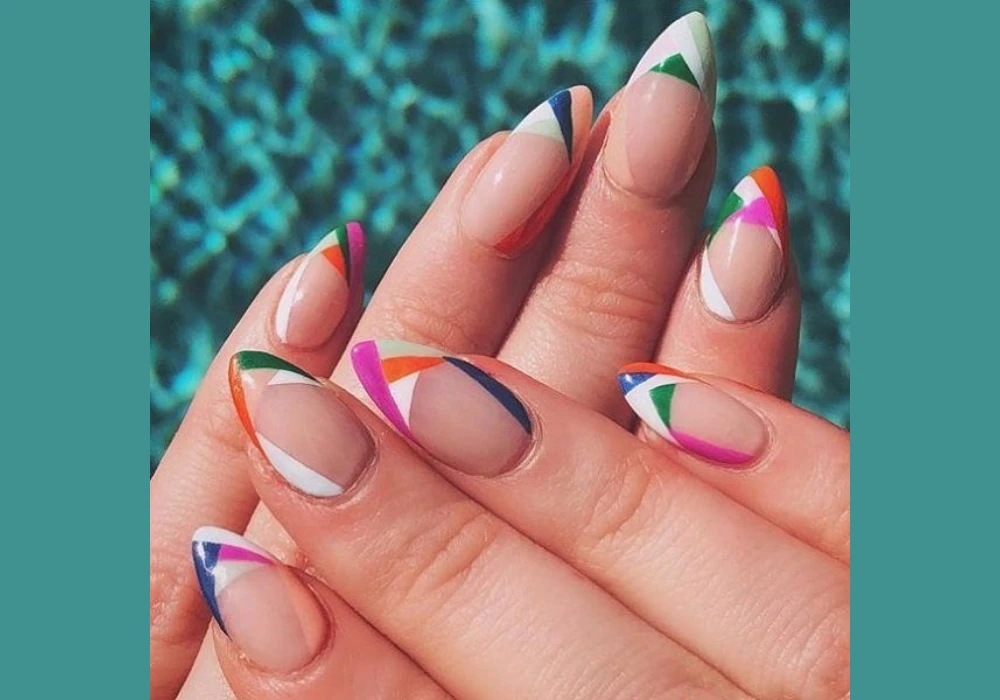 Geometric Summer Nail Art Ideas for Structured Style