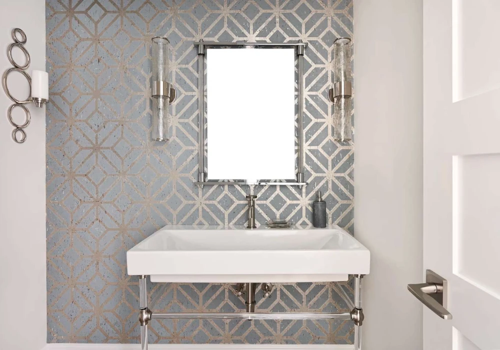Geometric Wallpaper Design for Modern Bathroom Walls