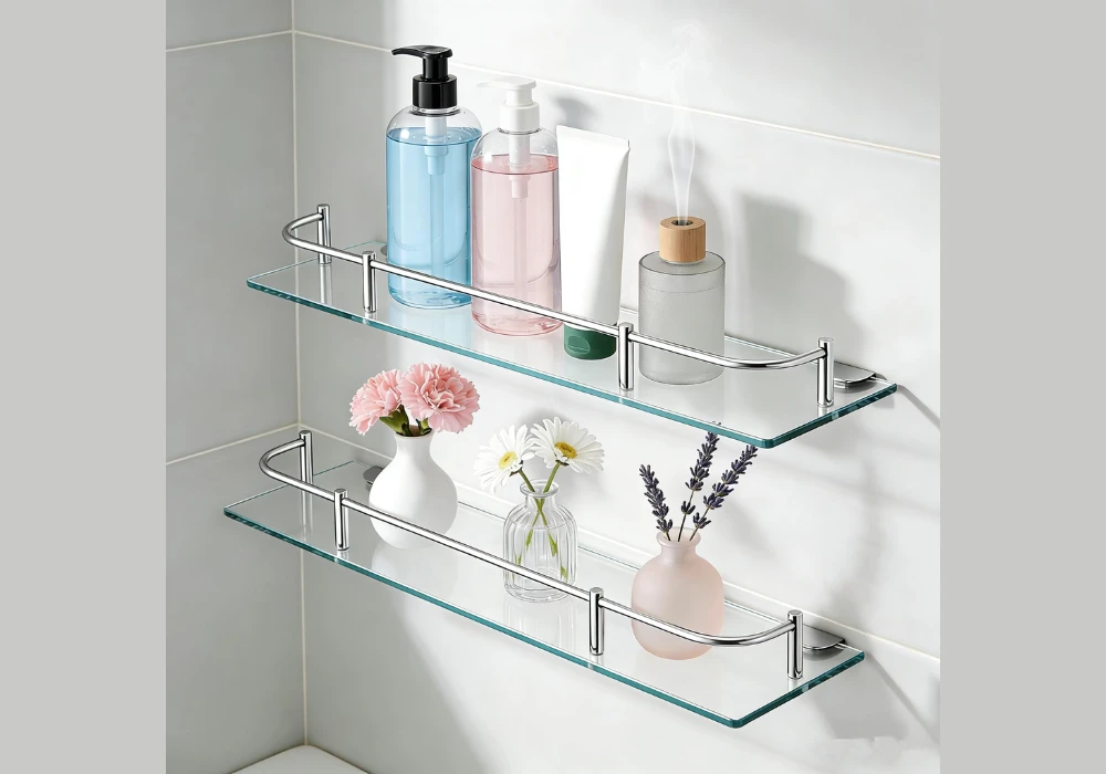Glass Bathroom Shelves for a Minimal Look