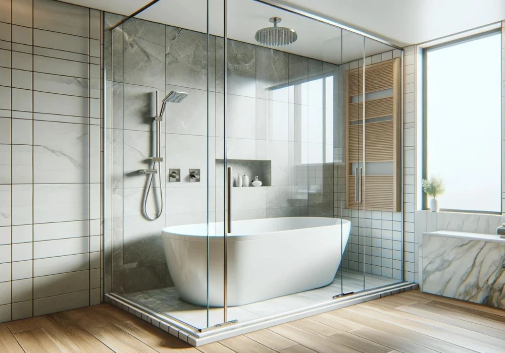 Glass-Enclosed Bathtub