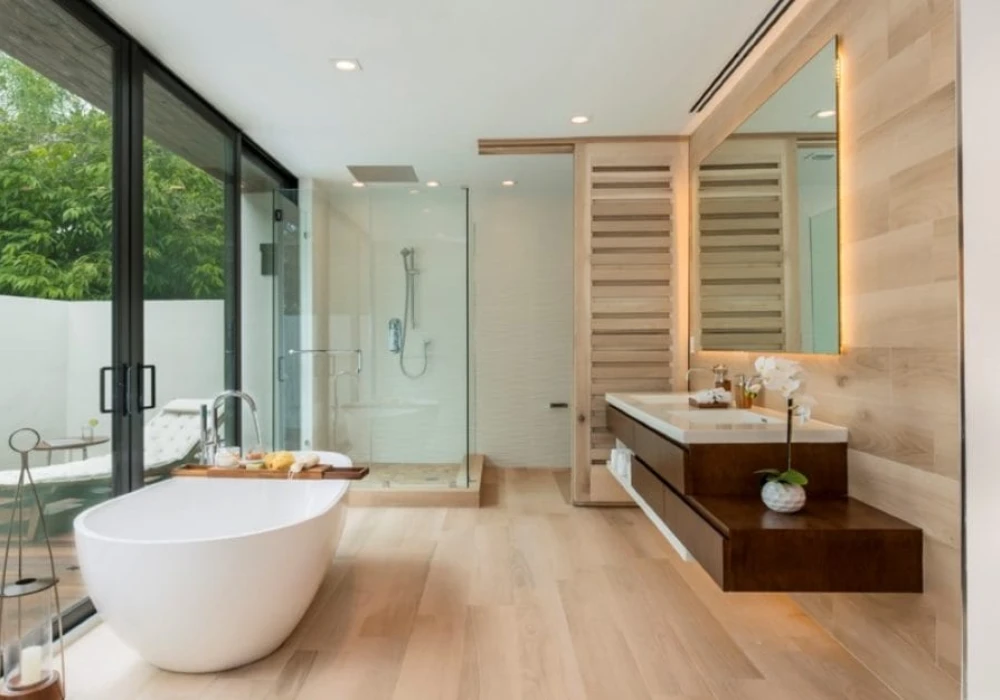 Glass and Transparent Decor Summer Bathroom Ideas for Open Space Look