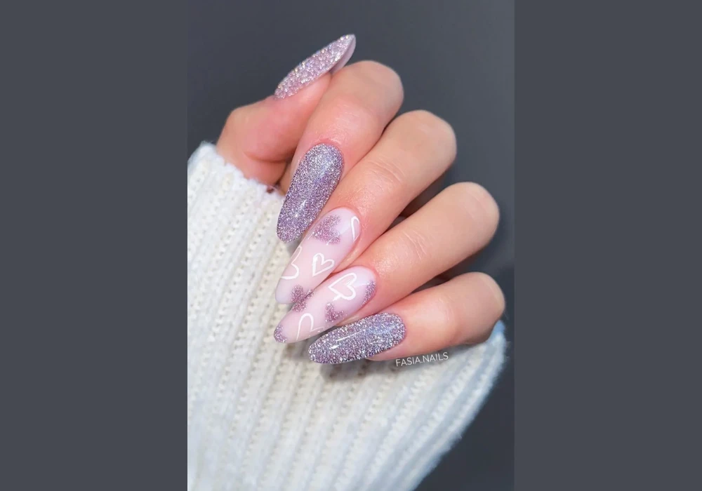 Glitter Accent Summer Acrylic Nails