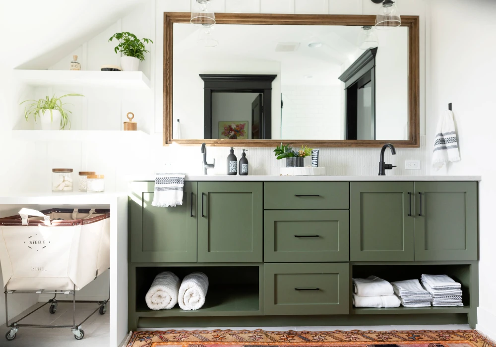 Green Vanity Bathroom Ideas for Storage Style