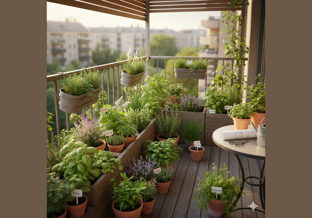 Herb Garden Balcony Setup for Daily Kitchen Use 