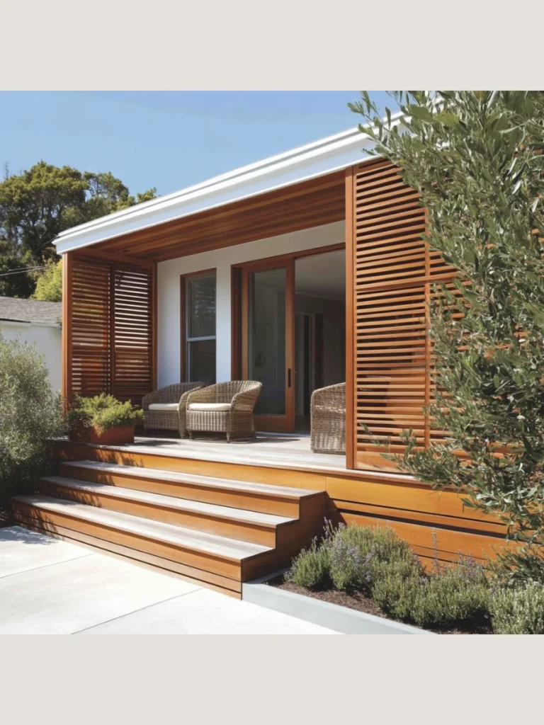 Horizontal Wood Slat Privacy Railings