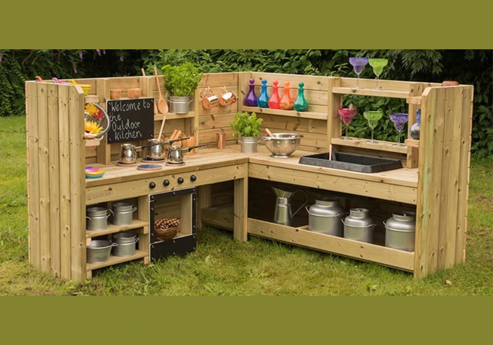 Indoor-Outdoor Transition Mud Kitchen Setup