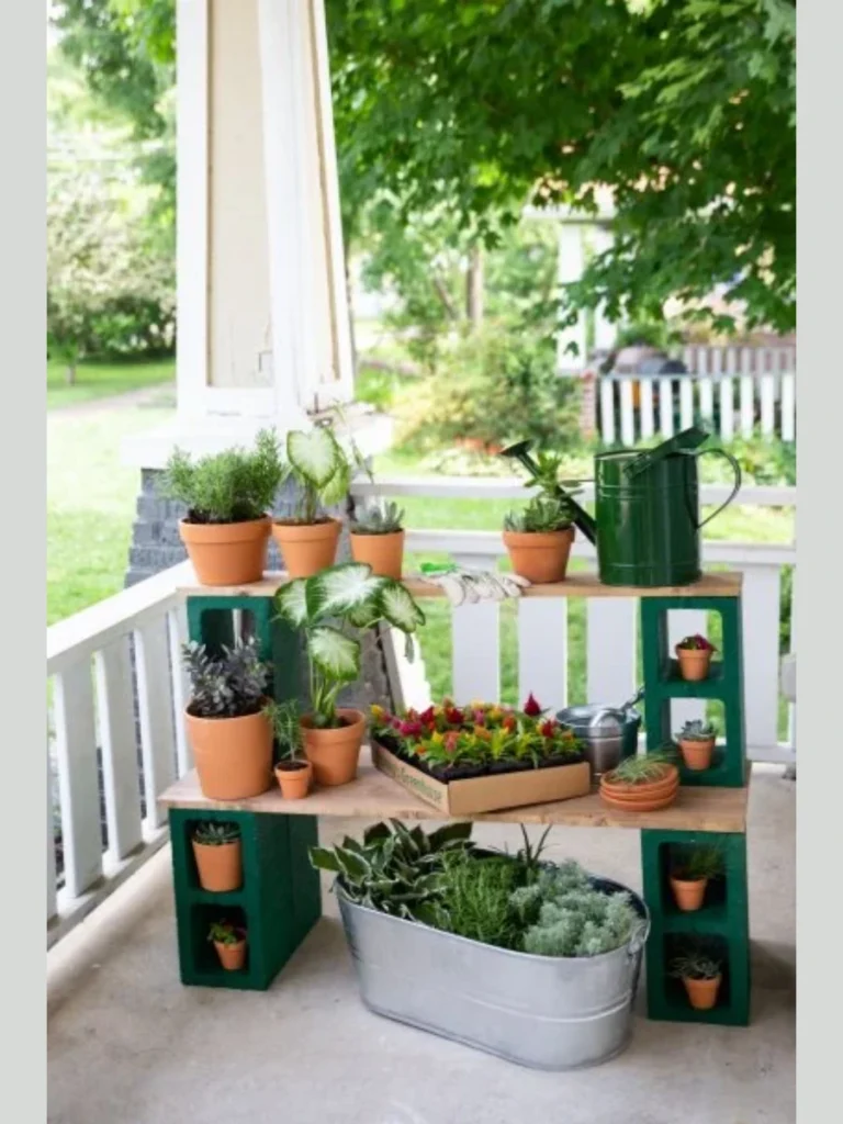 Industrial Cinder Block Bench Displays