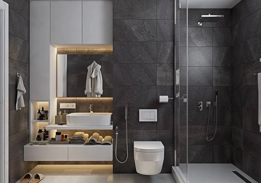 Industrial Gray Bathroom Ideas with Raw Elements