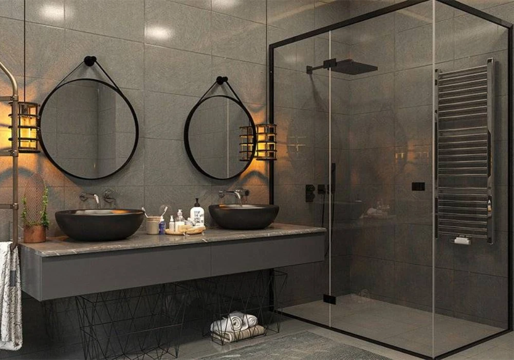 Industrial Style Vanity for a Bold Look