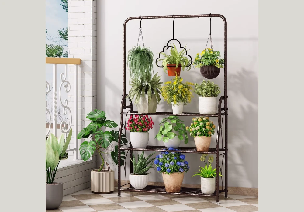 Ladder Style Balcony Plant Stand Ideas for a Layered Look
