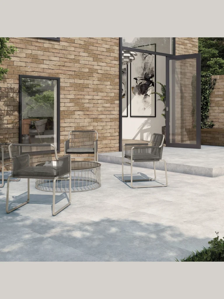 Large Format Concrete Look Porch Tile Ideas
