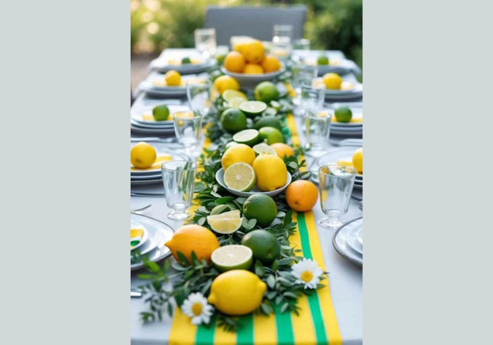 Lemon Summer Tablescape Idea for Bright and Cheerful Dining Setup