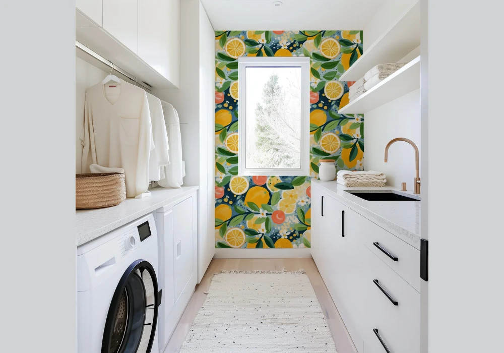 Lemon and Citrus Print Wallpaper for a Fresh Summer Energy