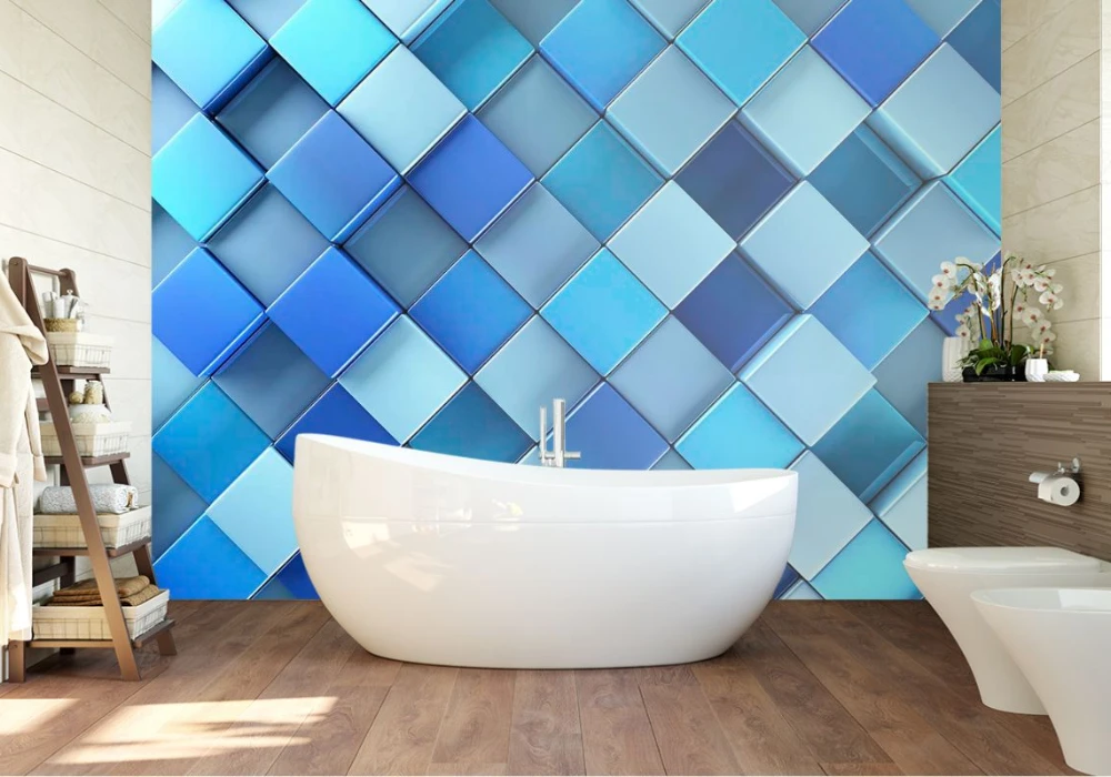 Light Blue Geometric Wallpaper for a Modern Summer Style