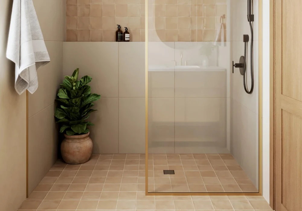 Light Colored Ceramic Tiles for Summer Bathroom Brightness