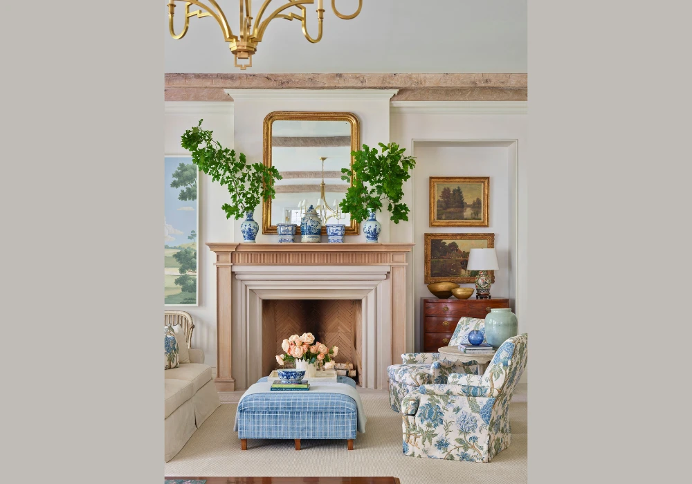 Light and airy base styling for summer mantel decor ideas
