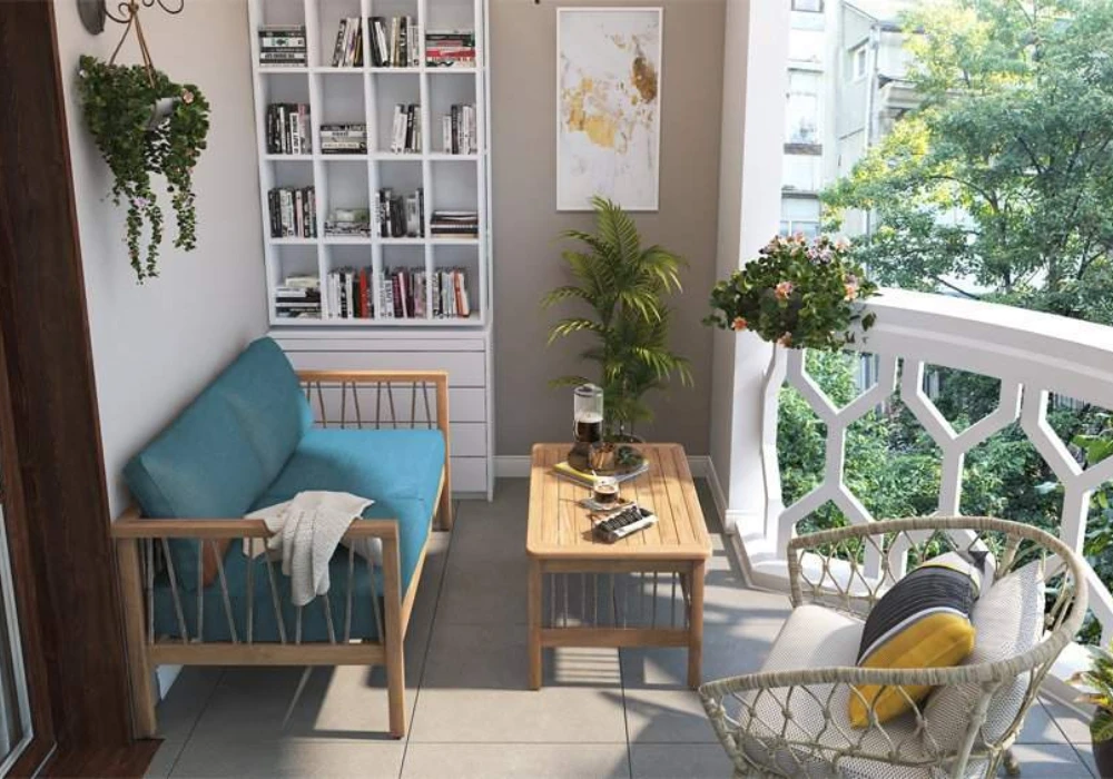 Low Coffee Table Setup for Relaxed Balcony Living