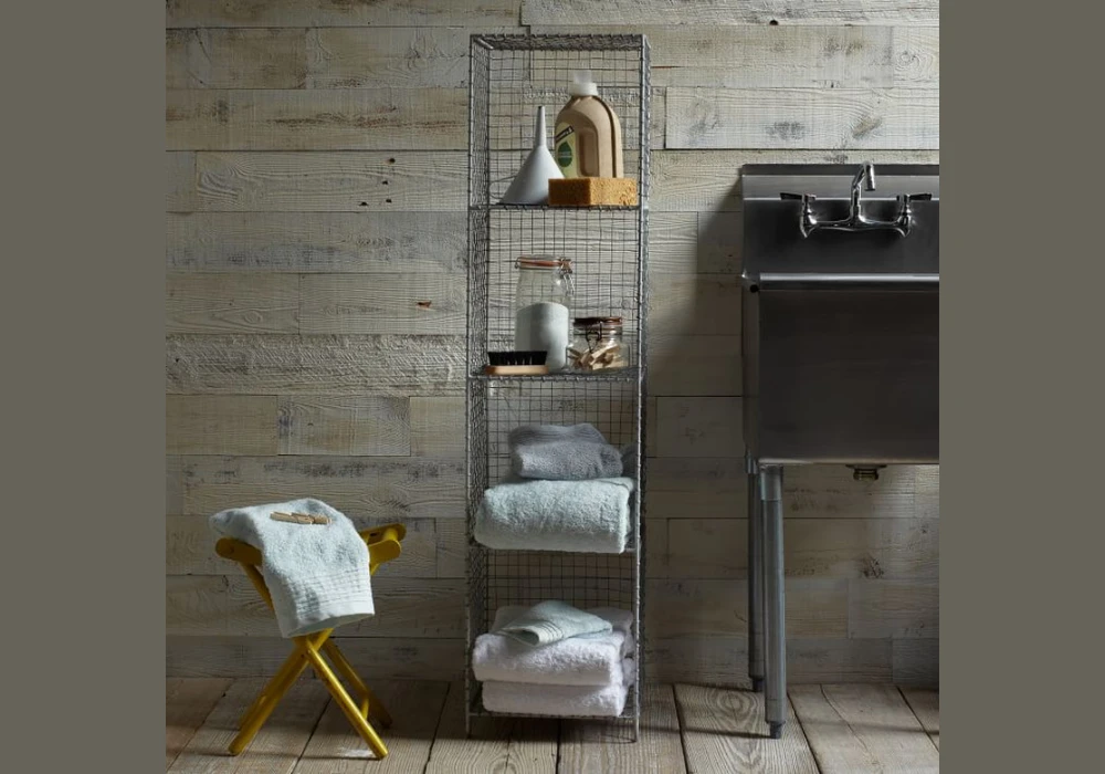 Metal Frame Bathroom Shelves for an Industrial Feel