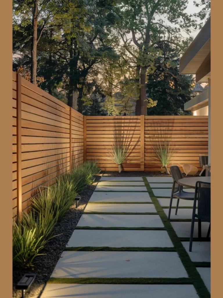 Mixed Material Stone and Wood Fence