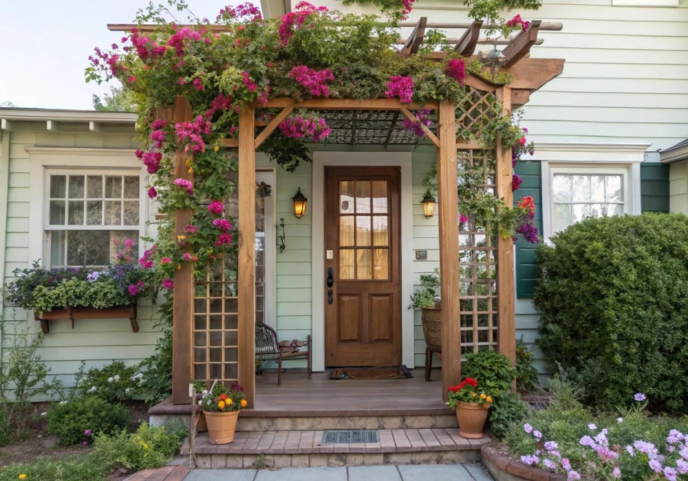 Mixed Material Trellis Over Door Ideas for Custom Design Look