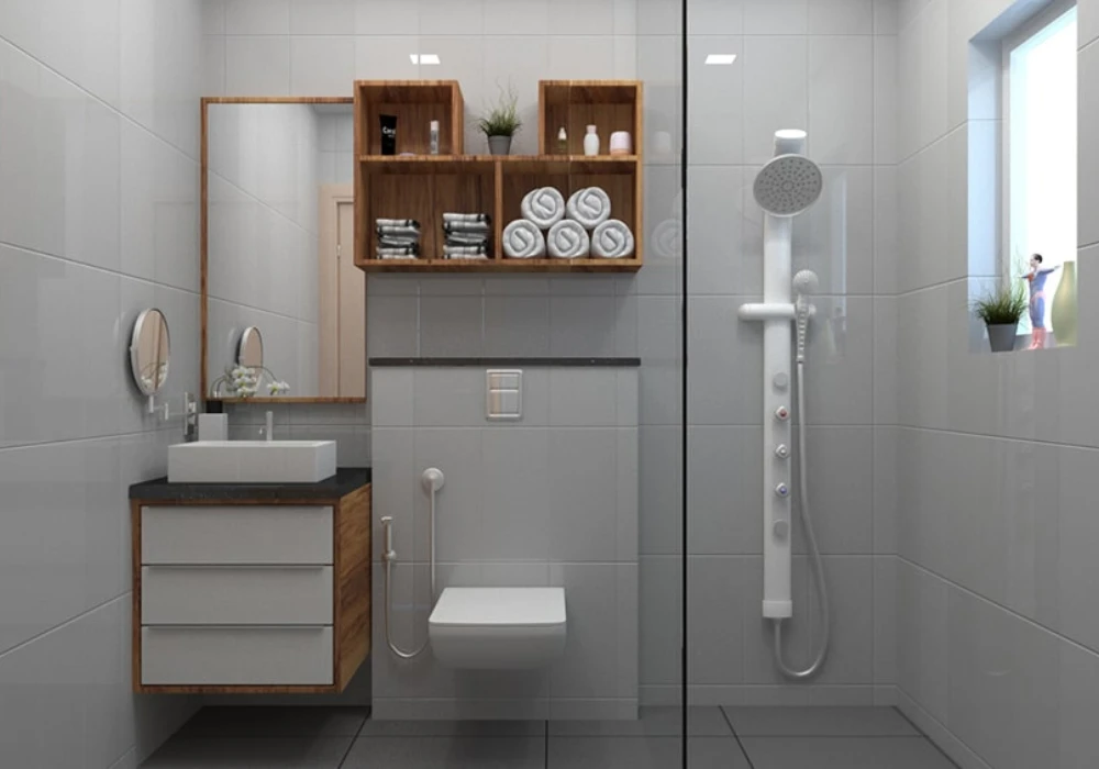 Modern Bathroom Decor Ideas with Floating Shelves