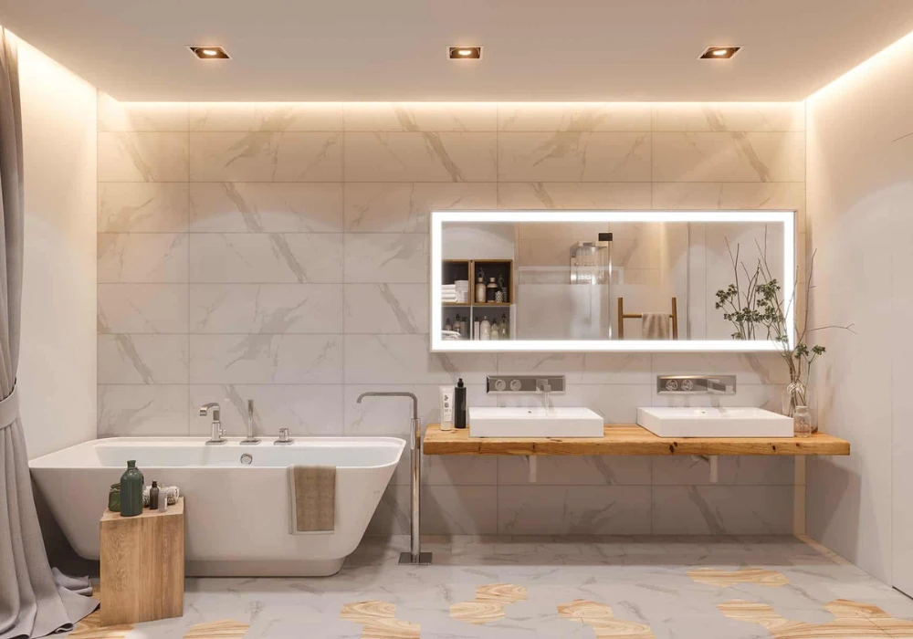 Modern Bathroom Design with LED Lighting Features