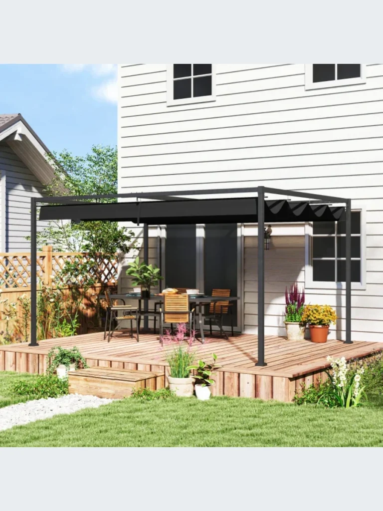 Modern Black Metal Slimline Pergola