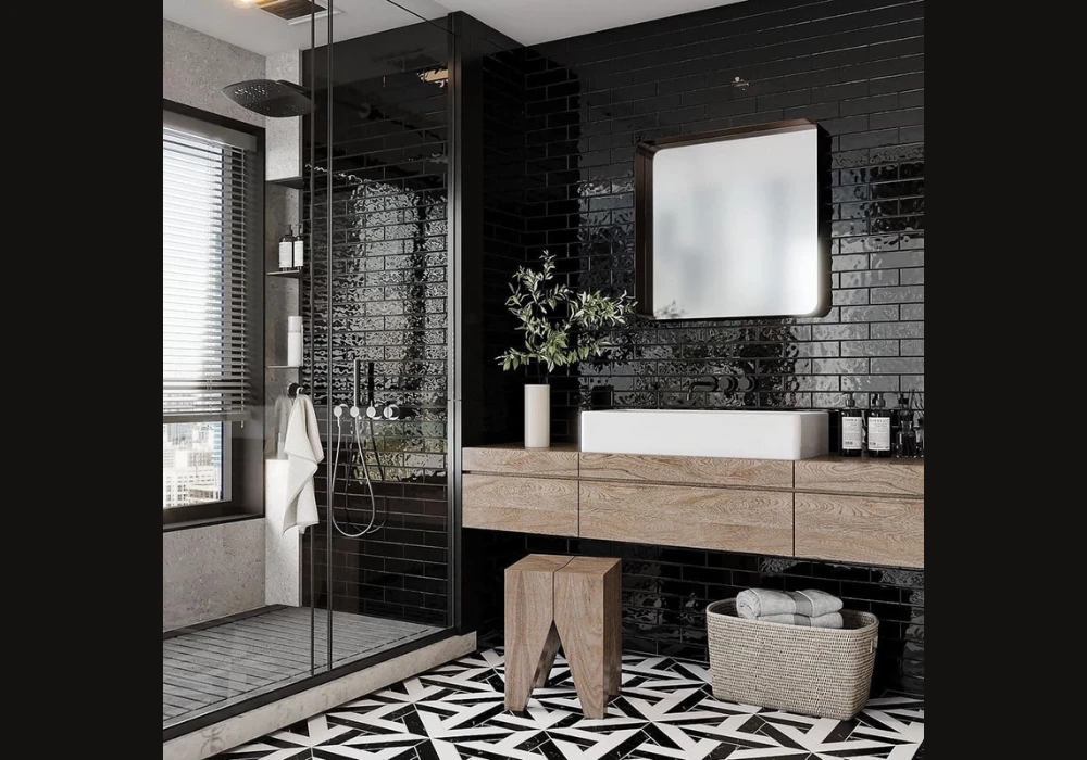 Modern Black and White Bathroom Tile Design Ideas