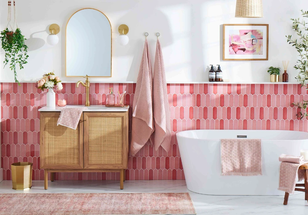 Modern Pink Tile Bathroom Ideas for Clean Design