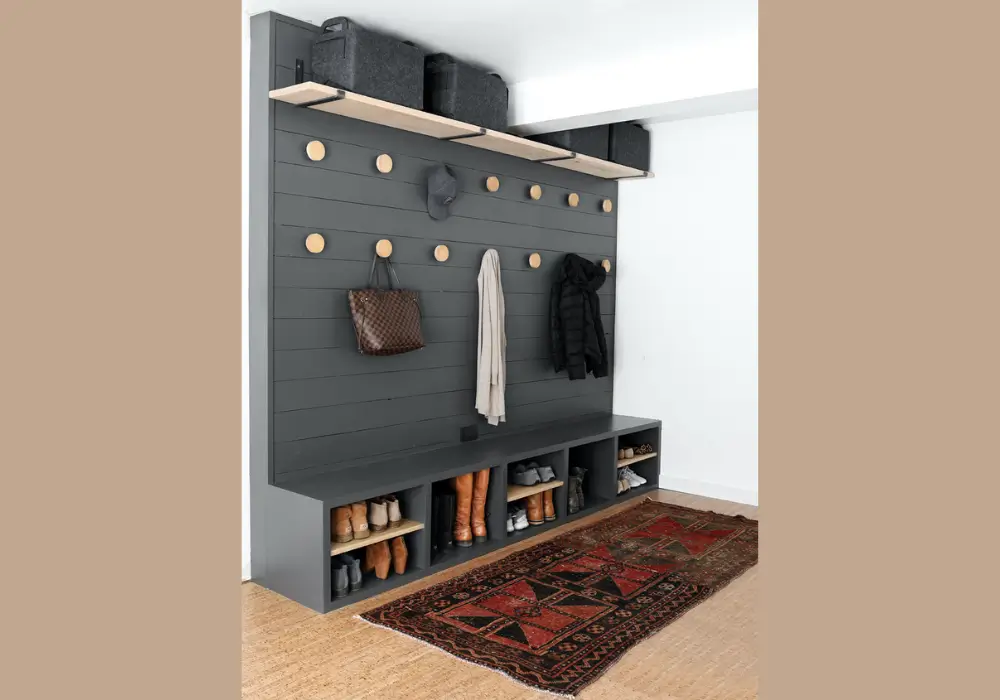 Mudroom with a Bench and Hooks