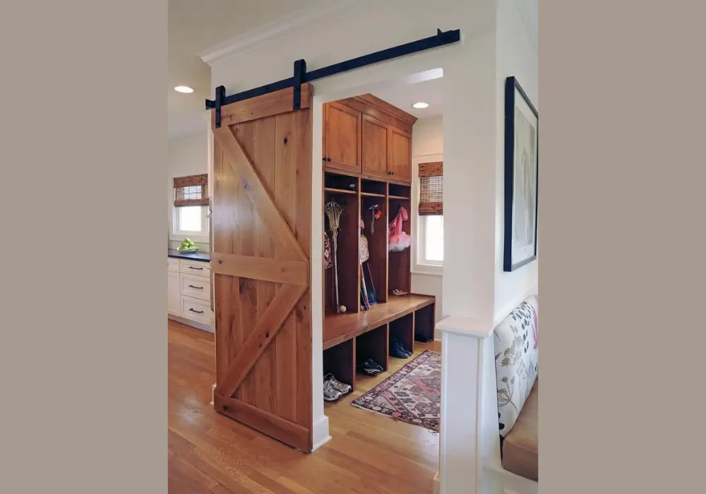 Mudroom with a Sliding Barn Door