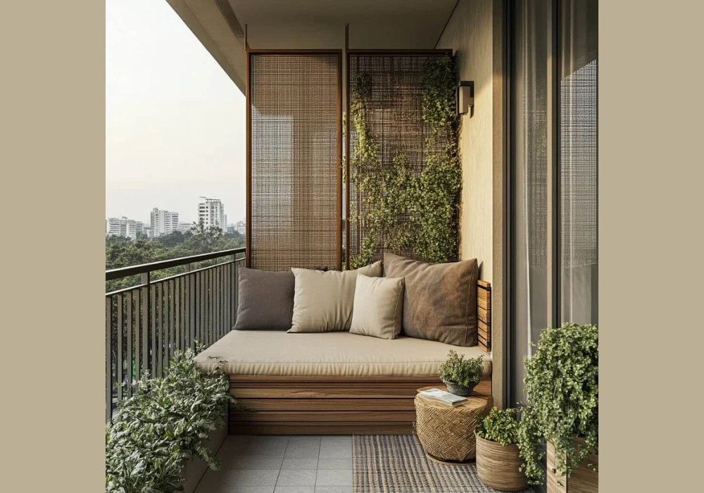 Multi-Use Ottoman Seating for Flexible Balcony Layout