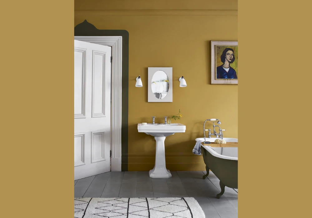 Mustard Yellow Bathroom Wall Color for Warm Accent