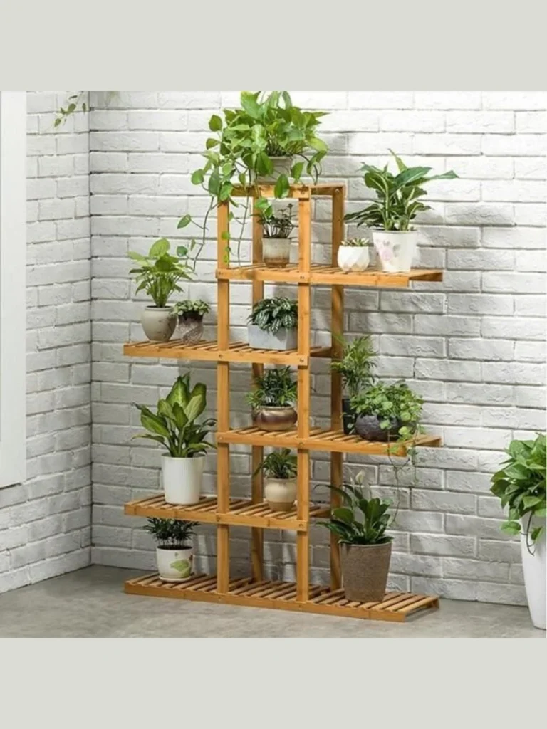 Natural Bamboo Multi-Level Shelves porch