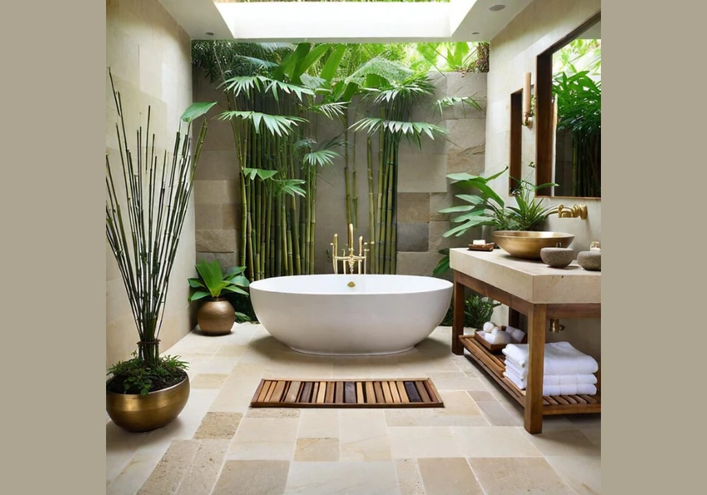 Natural Stone Look Tiles for Earthy Summer Bathroom Feel