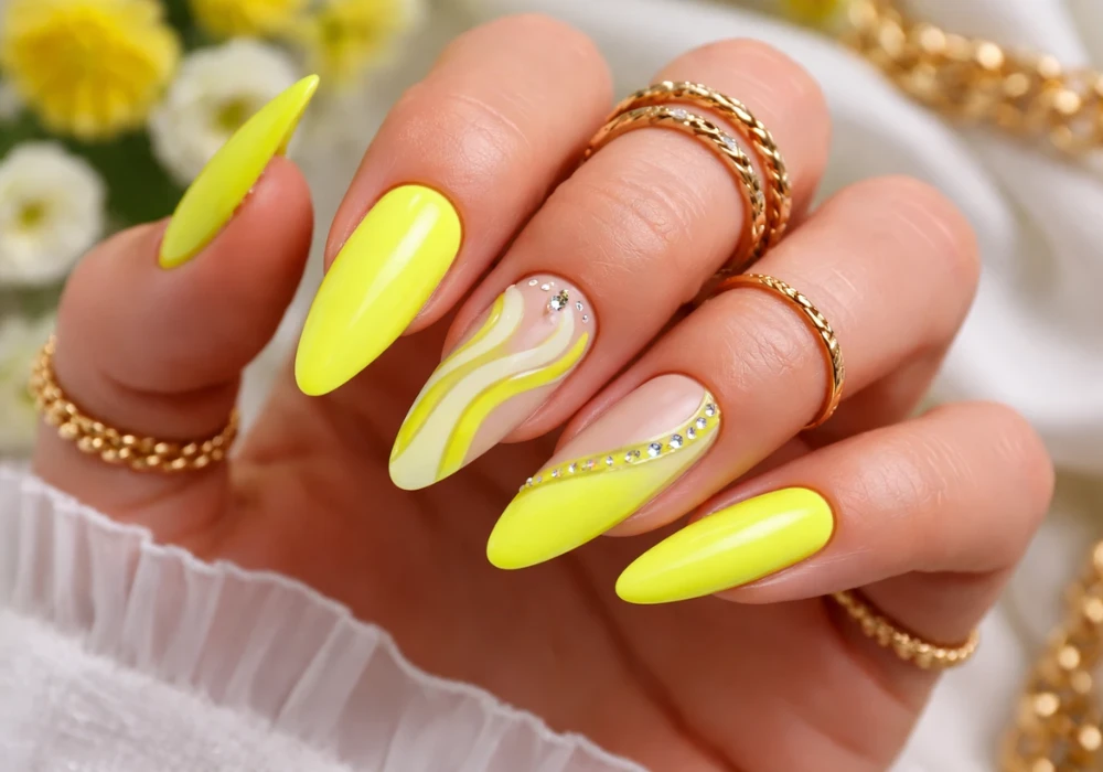 Neon Summer Almond Nail Ideas for Bold Personality