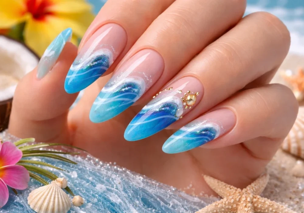 Ocean Wave Long Nails