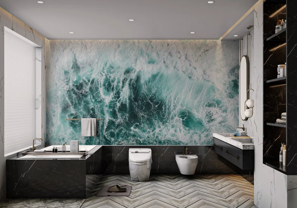 Ocean Wave Pattern Wallpaper for a Calm Atmosphere