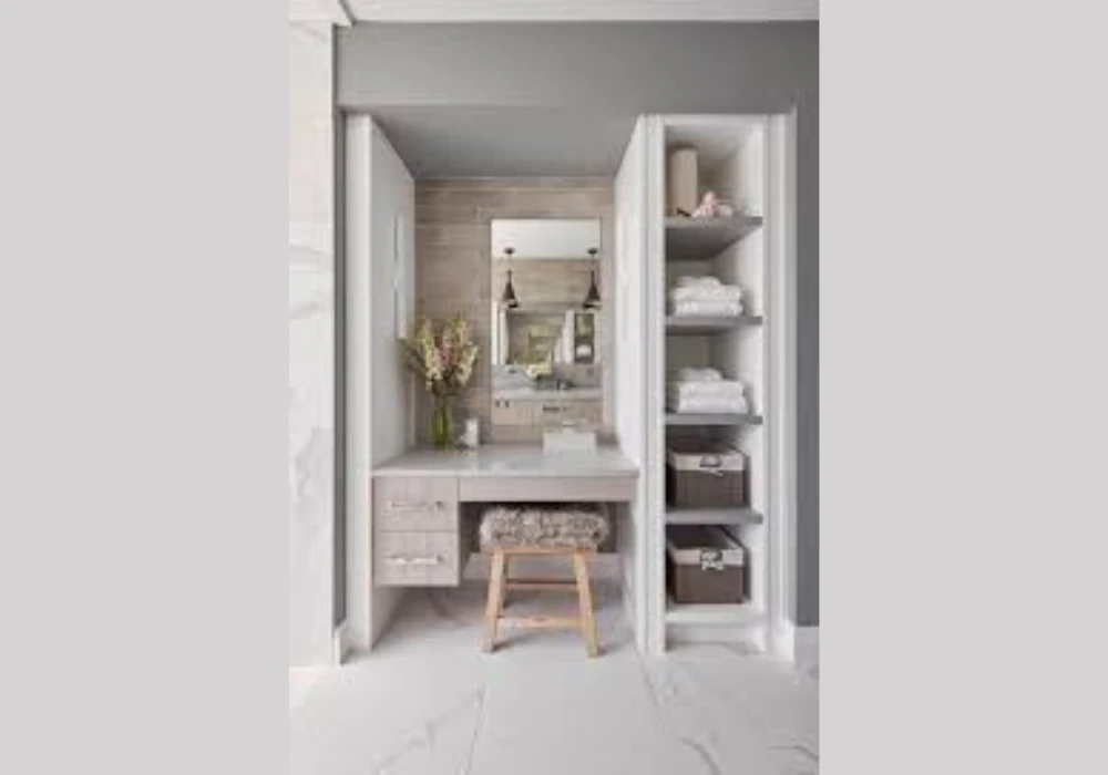 Open Shelving Near the Vanity