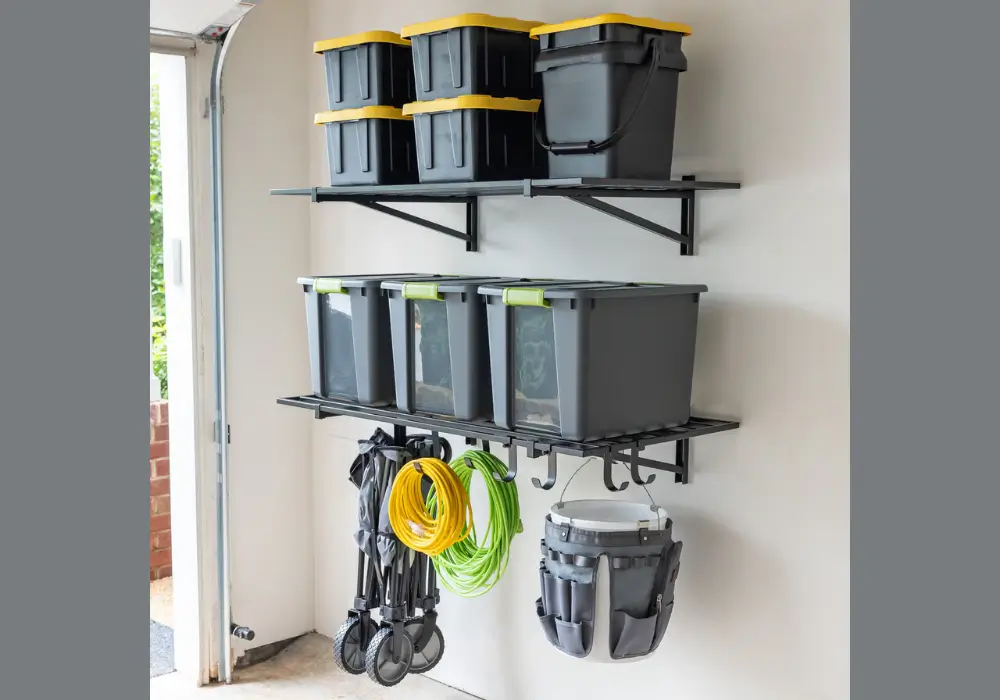 Garage Wall with Open Shelving