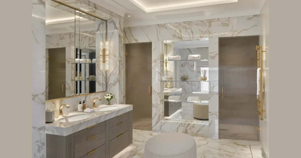 Marble Effect Wall for a Premium Bathroom Design