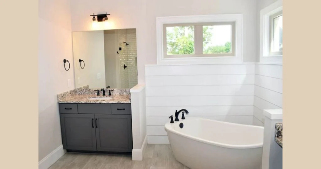 Shiplap Around the Bathtub Surround