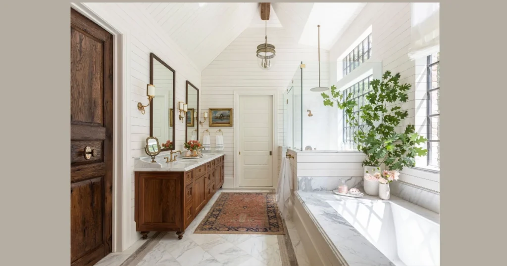 Shiplap on the Bathroom Ceiling