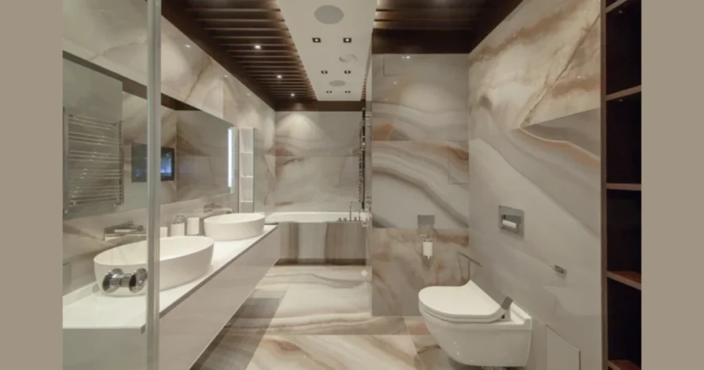 Shiplap Mixed With Tile for a Textured Bathroom