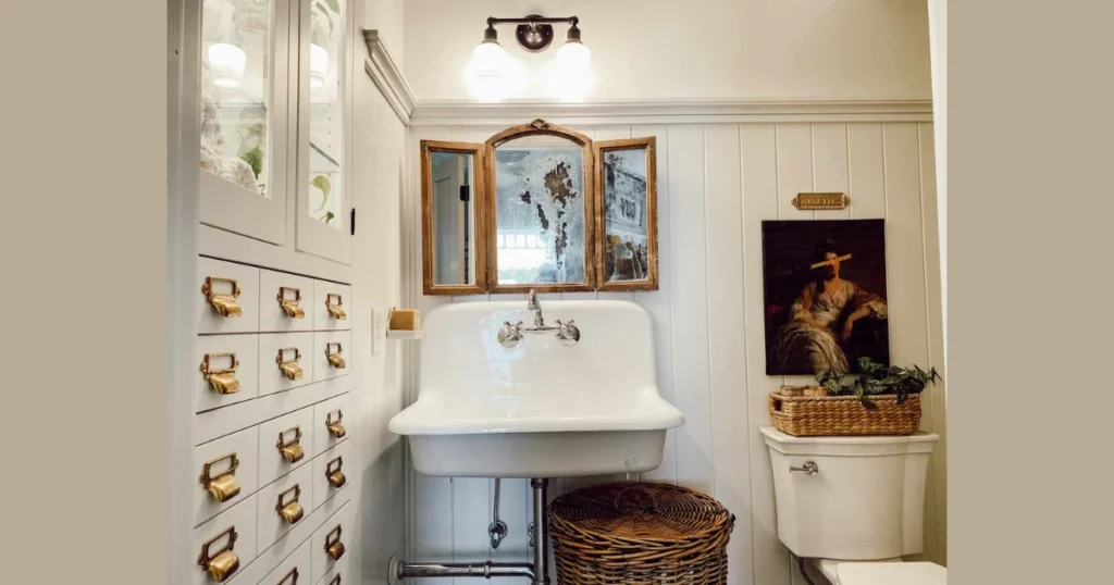 Shiplap Around the Bathroom Mirror