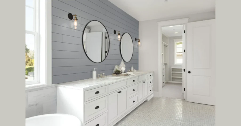 Gray Shiplap for a Contemporary Bathroom Feel