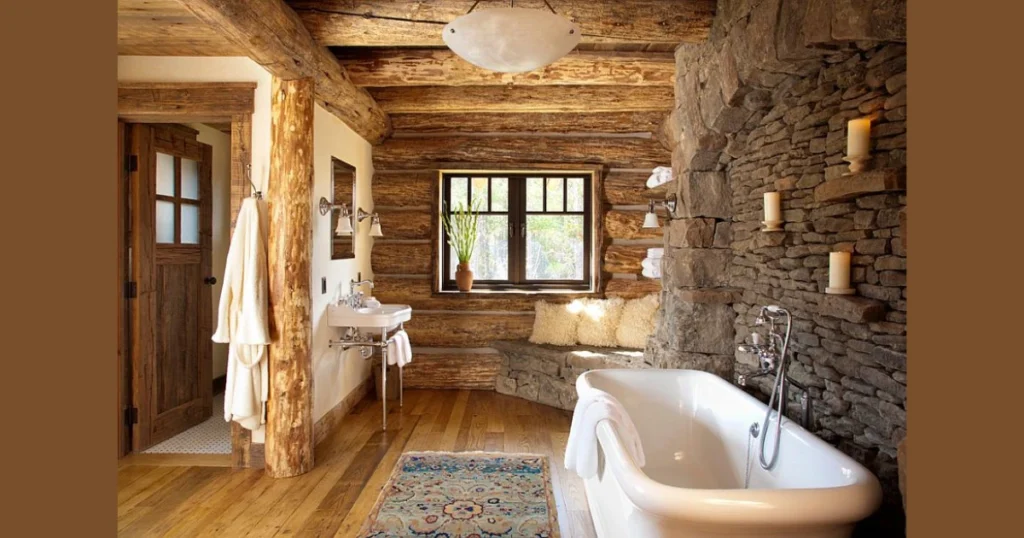 Stone Texture Accent Wall for a Luxury Bathroom Look